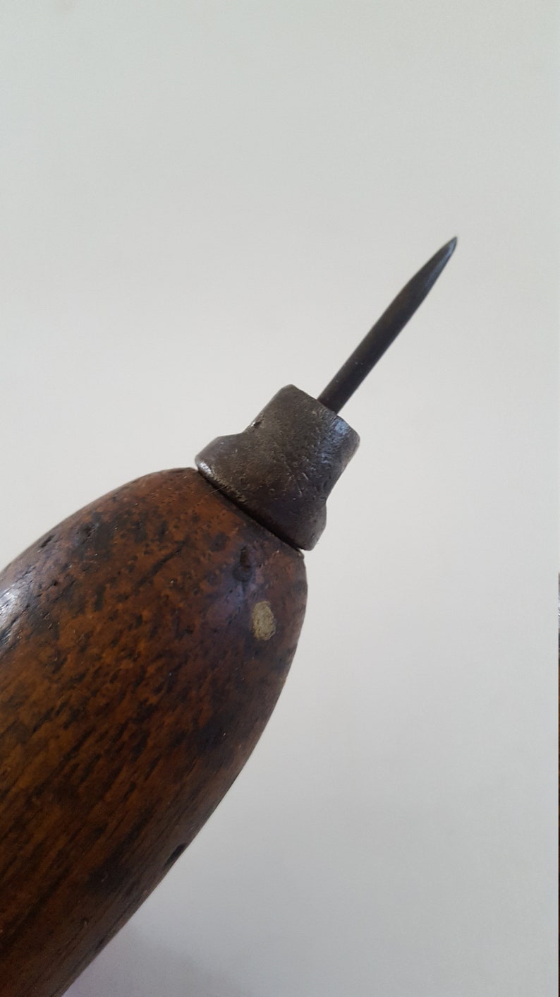 Antique scratch awl hardwood hand with needle point unmarked Etsy