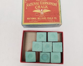 Caja parcial de 8 tizas de torneo nacional vintage de la década de 1950, una usada