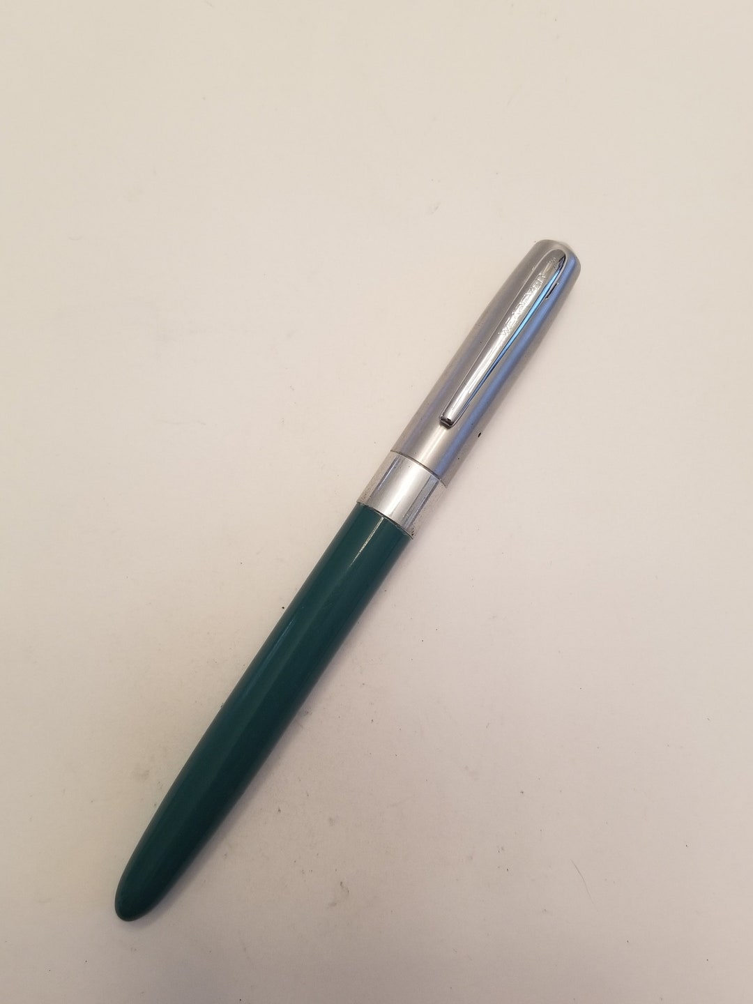 Pluma estilográfica vintage Wearever de los años 60: verde y aluminio  cepillado México