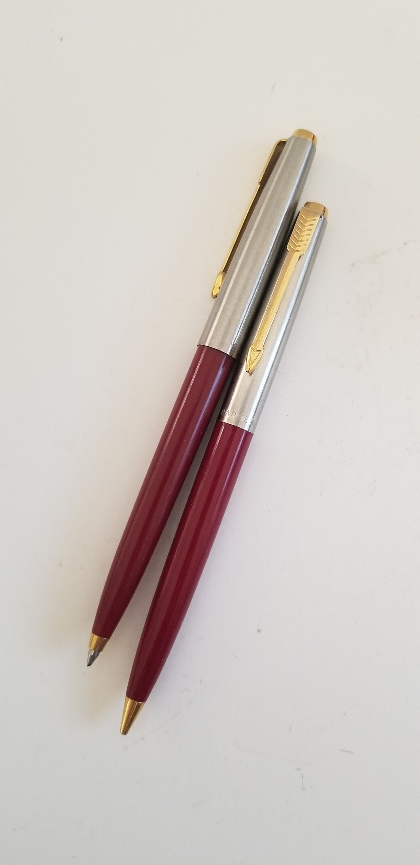 Ensemble Stylo Bille/crayon Parker Vintage - Acier Inoxydable Chromé, Boîte Cassée - Occasion