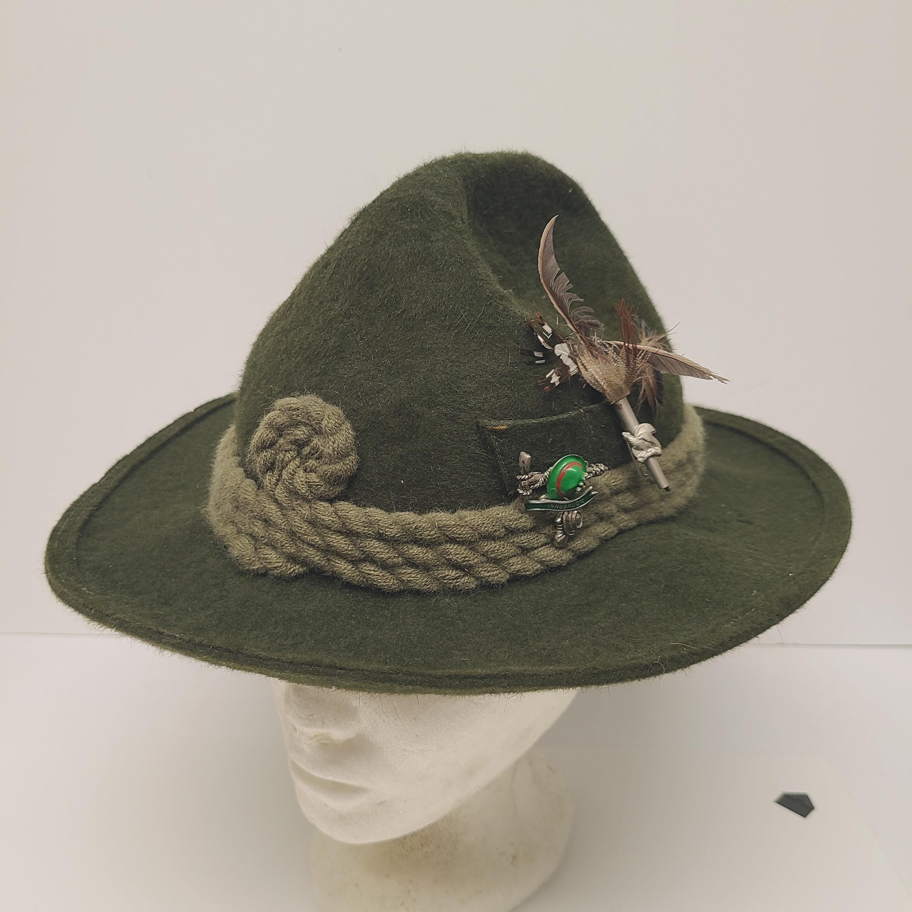 Vintage 60s Italian Striped Wool Felt Hat w/ Quill Chevron Robin Hood Tyrolean S Casual 1960s 100% Wool Vintage Hats for Women for sale | eBay main image 3