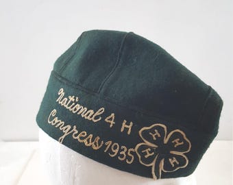 Vintage 1940s 4H Entry Michigan Womens Knit Hat Muff off  display picture 1