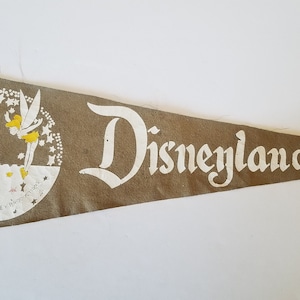 Vintage Disneyland Felt Pennant: Tinker Bell, Sleeping Beauty Castle