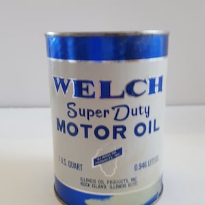 Vintage 1960&#39;s Welch Super Duty Motor Oil Can - Full Cardboard Can
