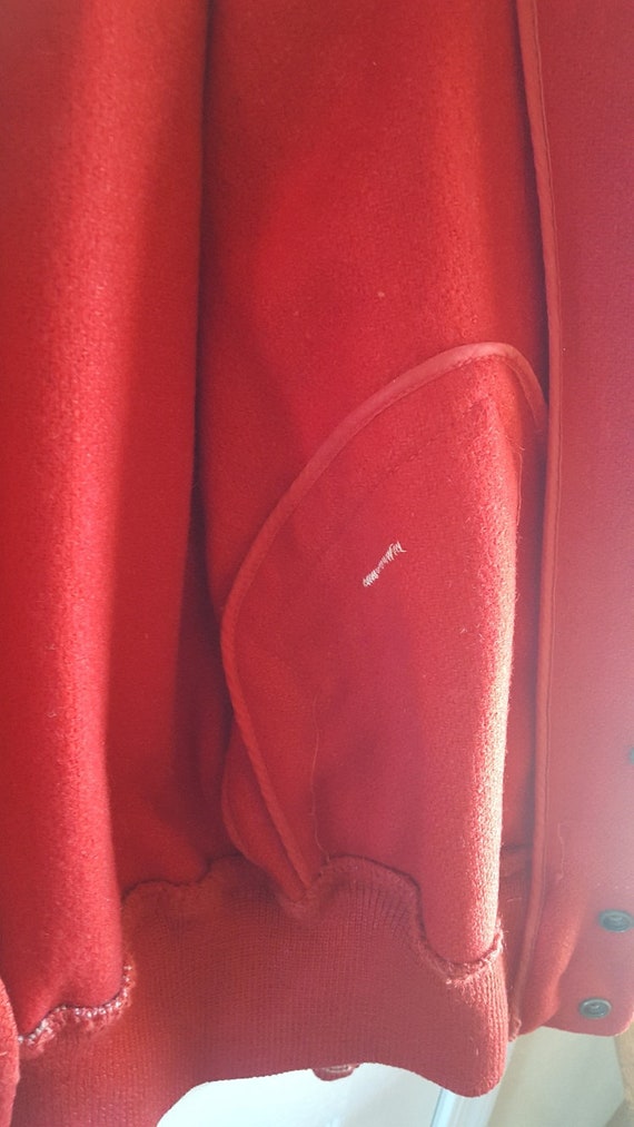 Vintage 1950's red,silver Letterman wool jacket, … - image 4