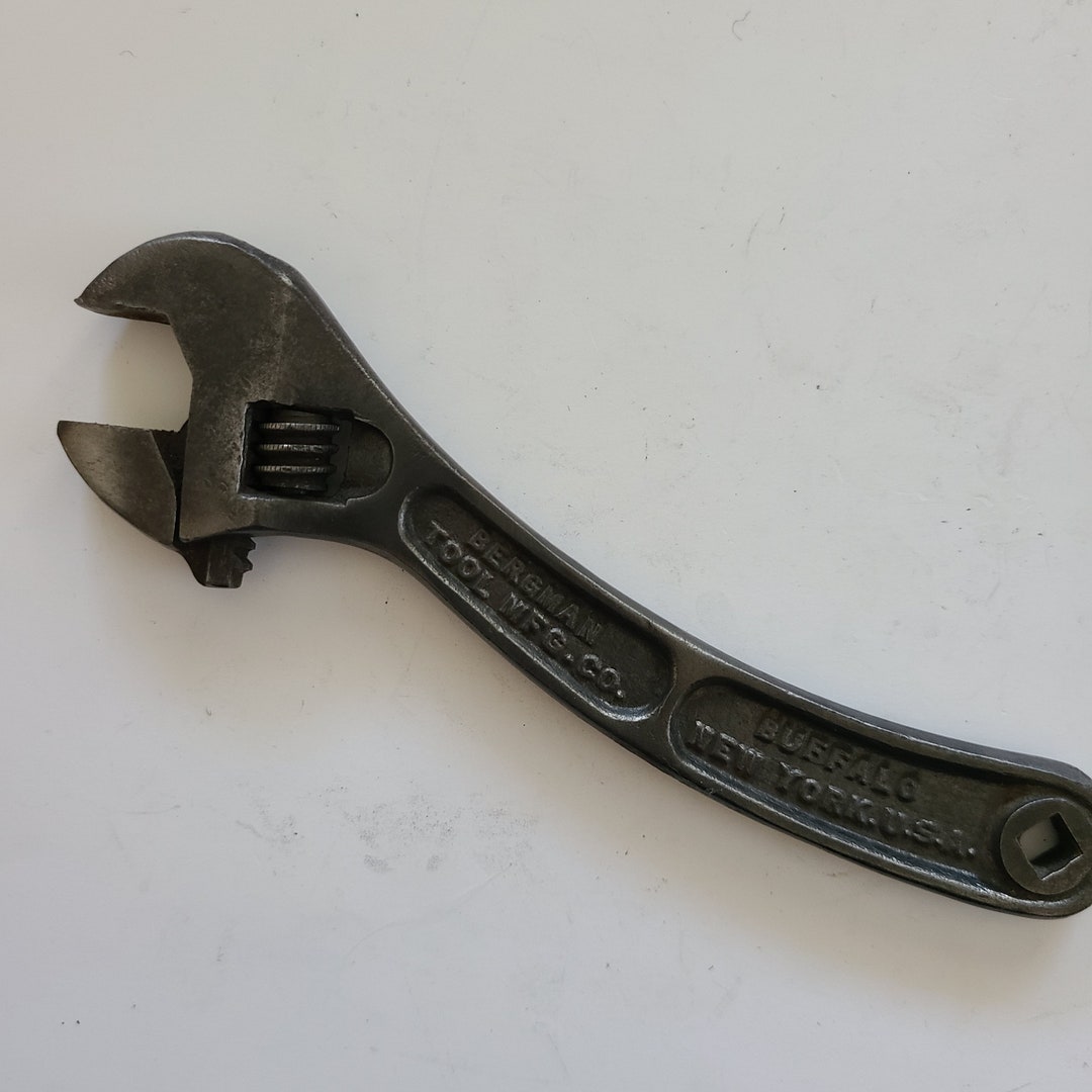 Antique Circa 1919 Seldom Seen Adjustable Wrench by Bergman Tool Mfg Co