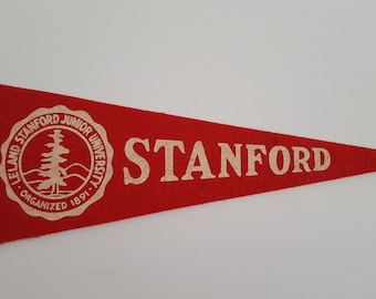Vintage Circa 1950's Hormel Meats Stanford University college pennant, Cardinal red and white, Palo Alto CA