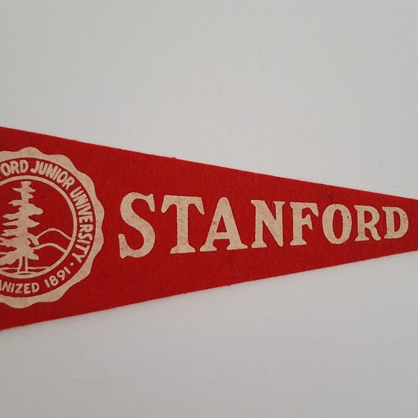 Vintage Circa 1950's Hormel Meats Stanford University college pennant, Cardinal red and white, Palo Alto CA