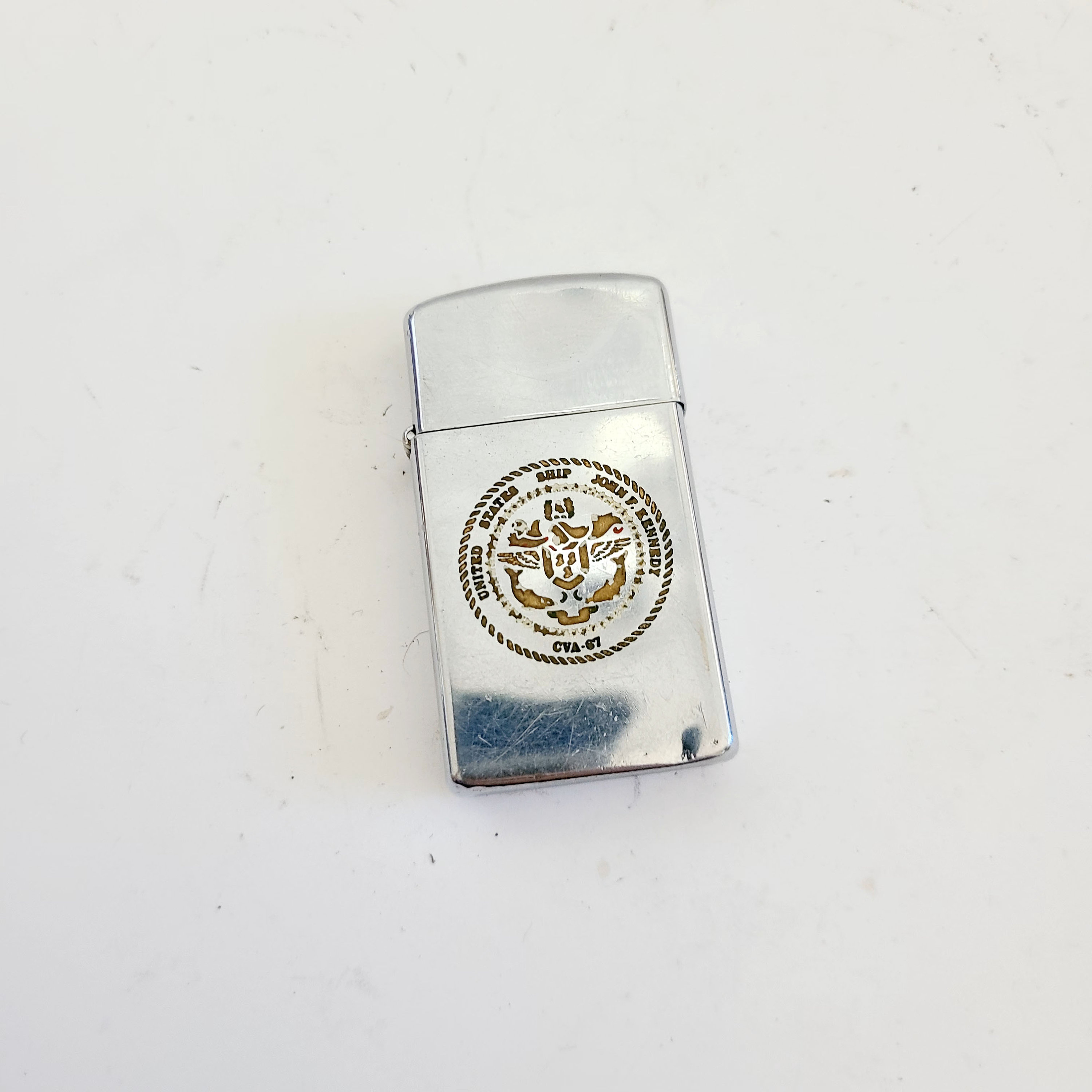Vintage 1970 Zippo Slim Lighter: USS John F. Kennedy CVA-67 - Etsy
