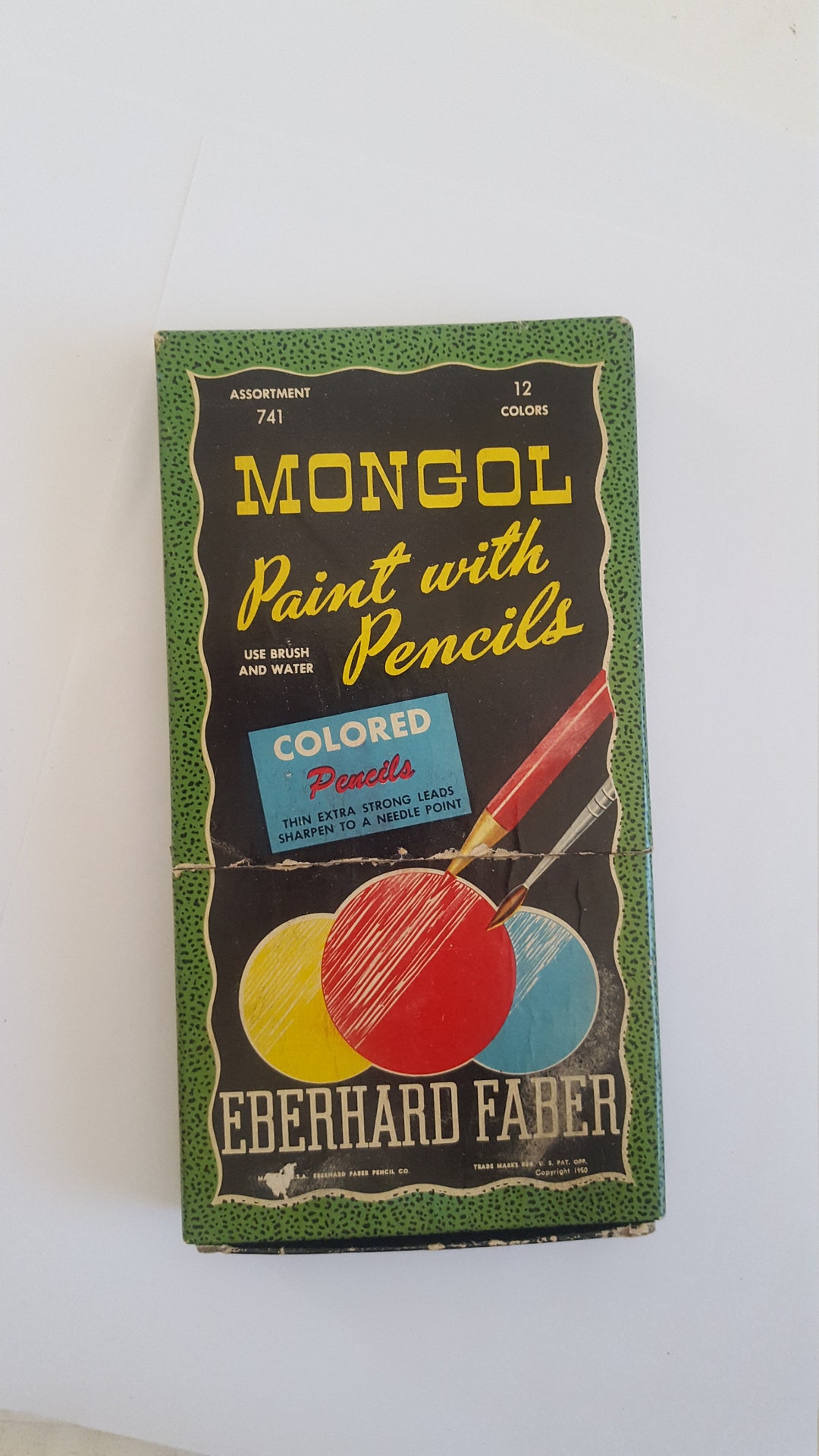 Vintage Faber COLORAY 7 Coloring Pencils 12 Color Set Thick Lead