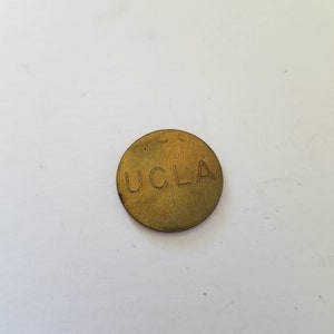 Vintage Parking token from University of California Los Angeles brass, great patina, Westwood, California