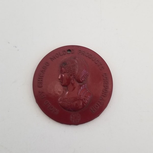 Vintage 1942 plastic token tag, Modern Plastics Exposition Mold by Chicago Molded Products Corporation