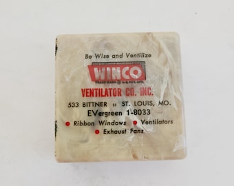 Ruban à mesurer publicitaire en bakélite vintage des années 50 : ventilateur Winco, Stanley 72 pouces