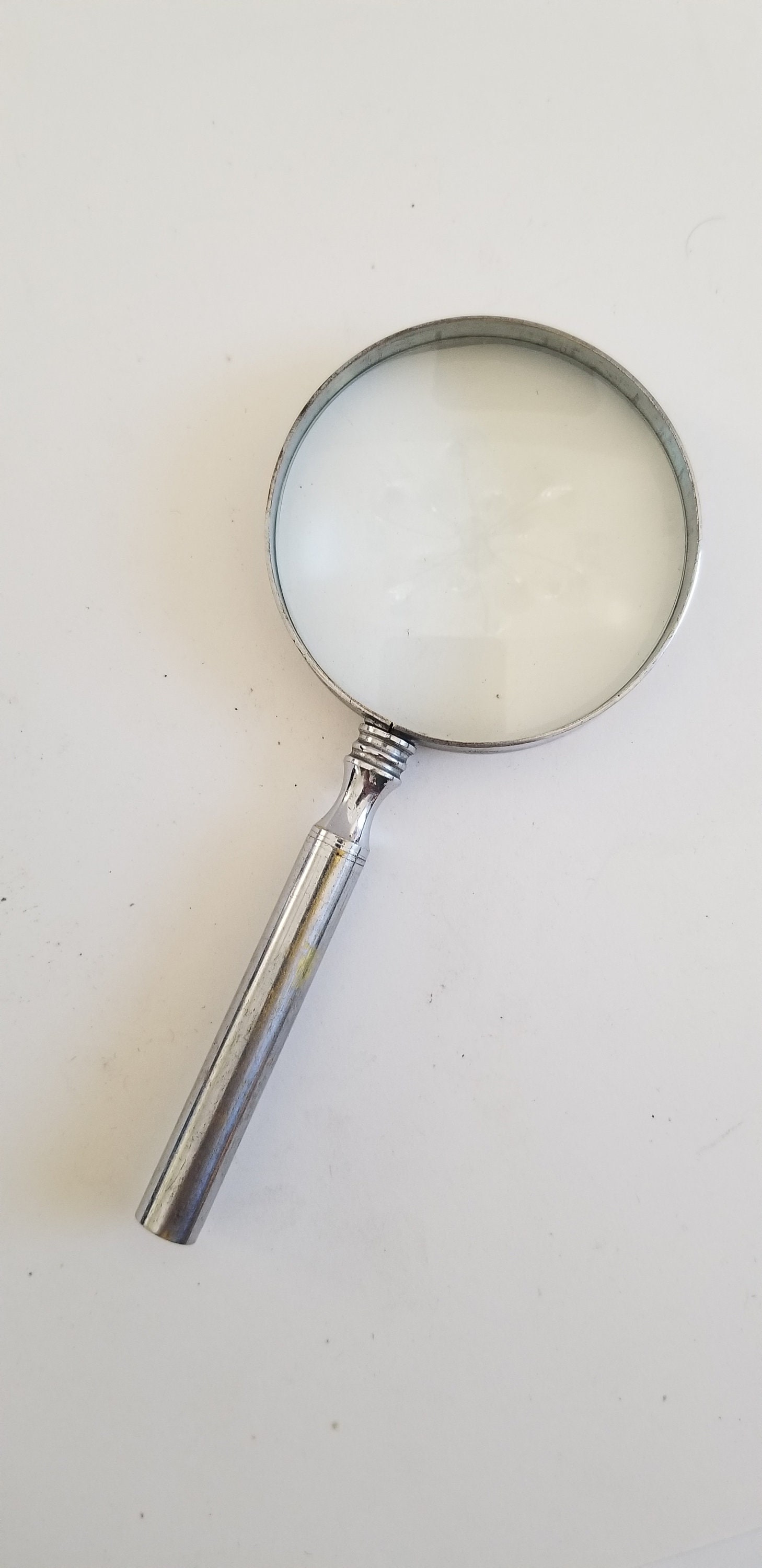 Vintage 1960's Pocket Magnifying Glass, Brown Plastic Covered Case