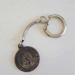 Vintage 1950&#39;s St Christopher Patron Saint of Travelers,  keyring To RP From Rev G.J Carcich, Catholic medal