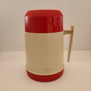 Vintage circa 1970&#39;s Aladdin Thermos Brand #6002 wide mouth 10oz thermos bottle, complete good condition King-Seeley Thermos Co
