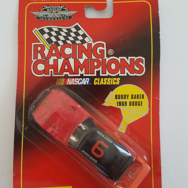 Vintage 1996 Racing Champions diecast collectible NASCAR toy in 1/64 scale, Buddy Baker 1969 Dodge