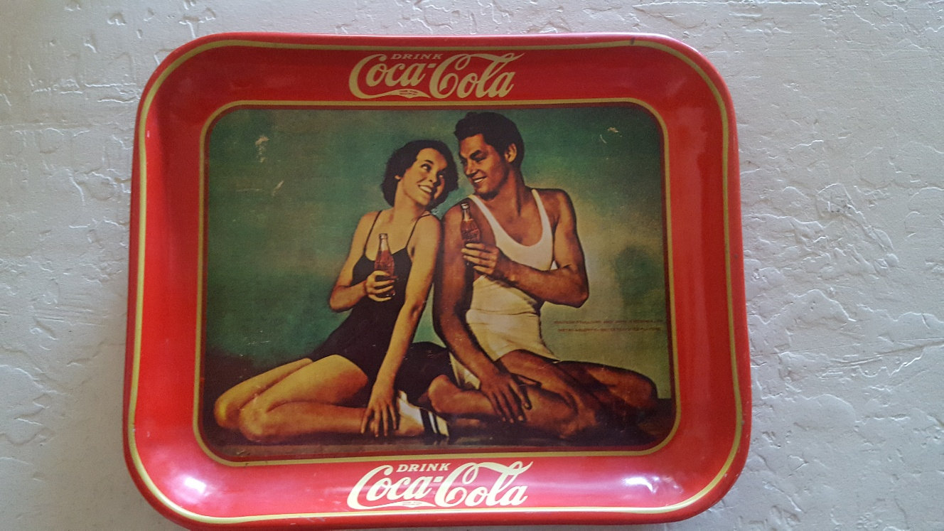 Vintage Drink Coca Cola Serving Tray Features Johnny Weissmuller
