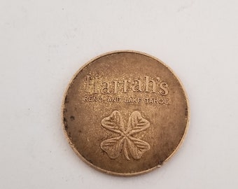 Vintage Harrah's Reno/Tahoe Slot Machine Token: Lucky Four Leaf Clover