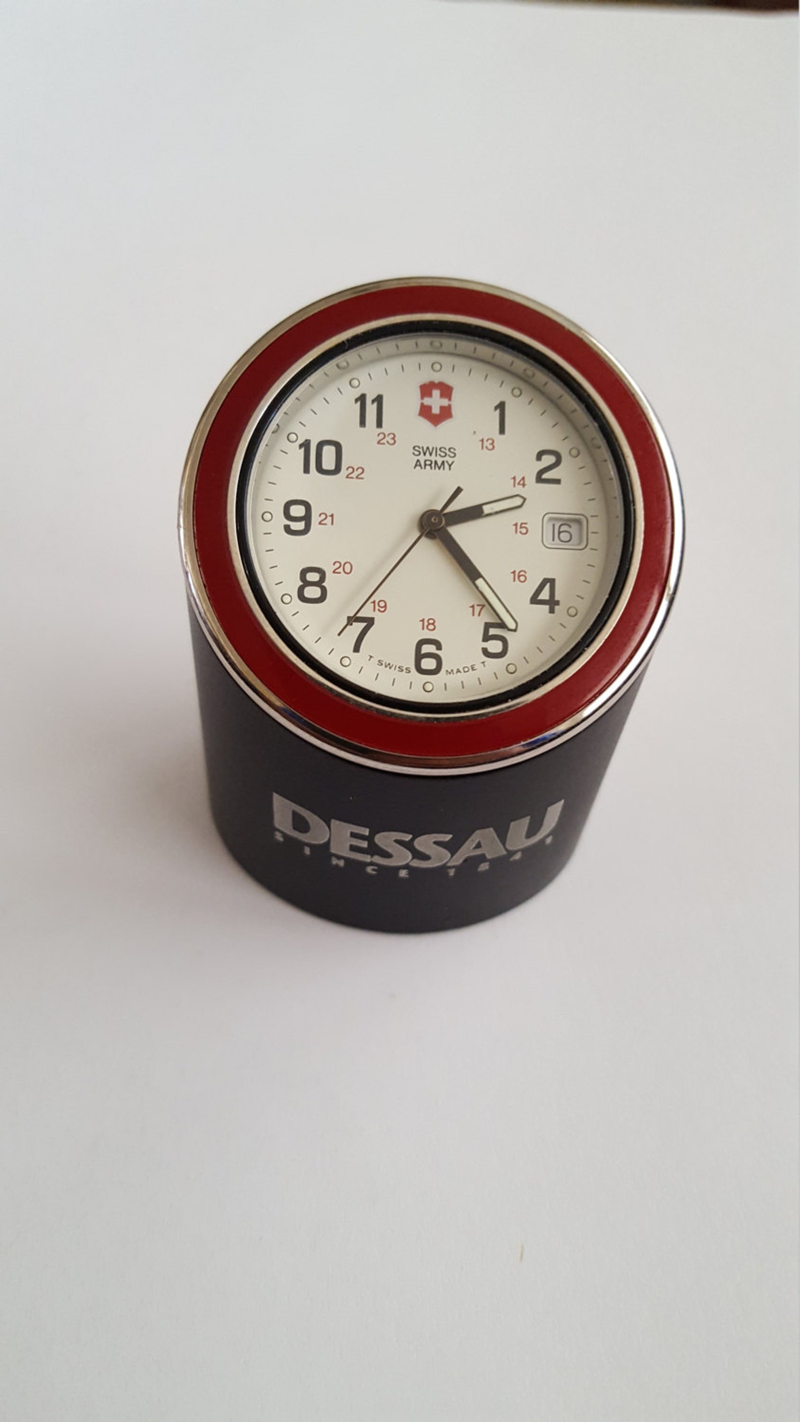 Vintage Swiss Army desk watch advertising for Dessau Diamond Etsy