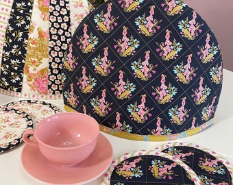 Faith, Hope, & Love Tea Cosy Set | English Tea Service | Quilted Patchwork | English Cottage Style