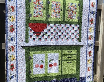 Hoosier Cabinet Quilt Pattern | Kitchenette Vintage Kitchen Throw (PDF Download)