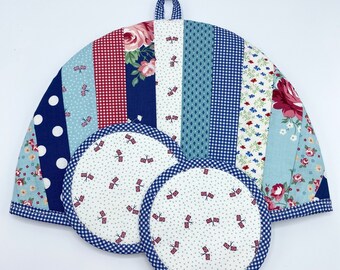 Notting Hill Tea Cosy Set | English Tea Service | Quilted Patchwork | English Cottage Style