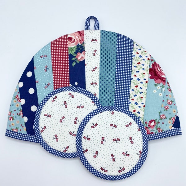 Notting Hill Tea Cosy Set | English Tea Service | Quilted Patchwork | English Cottage Style
