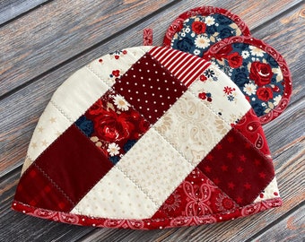 American Legacy Tea Cosy Set | Tea Service | Quilted Patchwork | Americana Decor