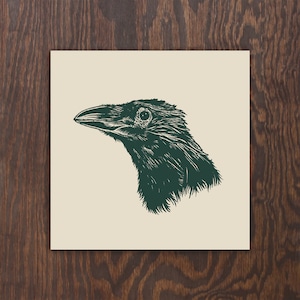 Crow Head Portrait Fine Art Screenprint - The Perfect Gift for the Birdwatcher in Your Life!  For Housewarming, Holidays, or Graduation