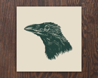 Crow Head Portrait Fine Art Screenprint - The Perfect Gift for the Birdwatcher in Your Life!  For Housewarming, Holidays, or Graduation