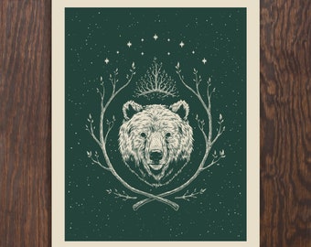 King Bear Fine Art Screenprinted Poster - A Unique Gift for the Holidays, Housewarming, or Graduation