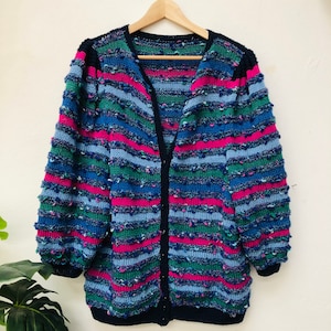 Vintage Handknitted Cardigan, Gr.L/XL