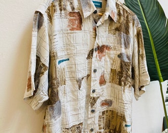 1950年代　vintage  WOOL BOX 長袖シャツ size XL 90s VISITOR シルク オープンカラーシャツ 古着 ヴィンテージ