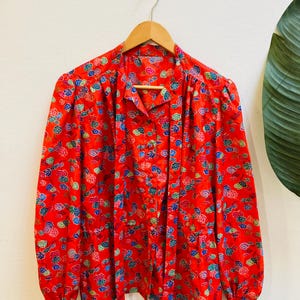 Vintage Handgemachte Seidenbluse, Größe M