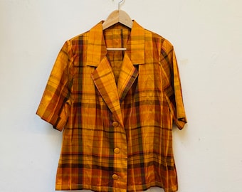 Vintage zijden blazer, handgemaakt, maat L