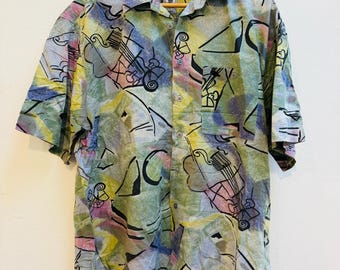 Vintage Shirt, Viscose , Size L