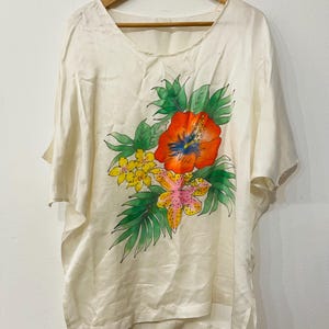 Vintage Silk Shirt, 80s/90s, Size L