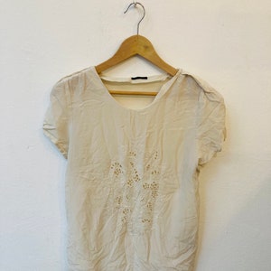 Vintage Silk Blouse, Size S/M, Silk + Viscose
