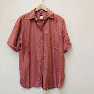 Vintage Silk Blouse, 80s, Size XL