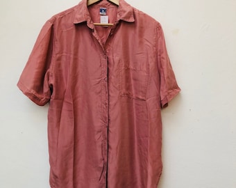 Vintage Silk Blouse, 80s, Size XL