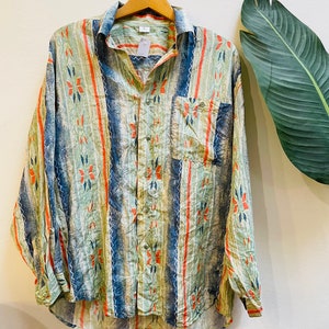 Vintage Silk Blouse, Size XL