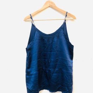 Vintage Silk Top, 80s/90s, Size 42, Blue