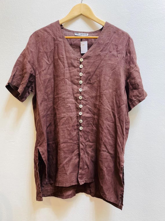 Vintage Bluse, Leinen, Größe L