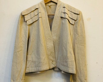 Kurze Vintage Jacke, Größe 40/M, Baumwolle und Leinen