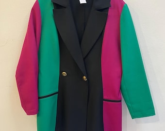 Vintage 80s Blazer, Size L, Trevira