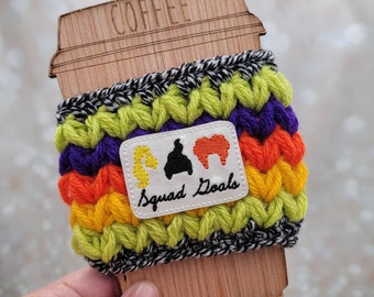 Witchy Halloween Coffee Cozies, Hot Coffee Sleeve, Iced Drink Sleeve