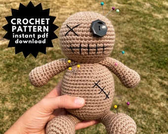 Patrón de muñeco vudú embrujado de ganchillo / Amigurumi espeluznante, juguete de ganchillo de Halloween, muñeco de ganchillo DIY