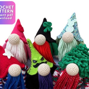 Almost No-Sew Gnome + Holiday Mods Crochet Pattern | DIY Crochet Gnome Pattern