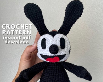 Crochet Lucky Rabbit Pattern | Oswald Amigurumi, DIY Crochet Toy, Crochet Bunny, Lucky Rabbit Crochet